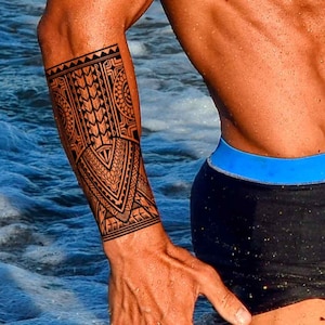 Maori Unterarm Temporäre Tätowierung Nr. 2 für Frauen und Männer, exklusive handgezeichnete Maori Unterarm Temporäre Tätowierung Nr. 2