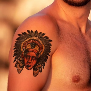Tatouage éphémère Indien pour femme et homme, tatouage temporaire Indien exclusif dessiné à la main