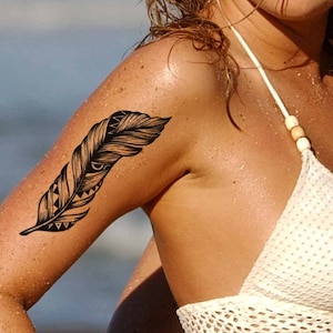 Feather temporary tattoo, feather tattoo large, feather tattoos women, feather tattoos men, tattoo ideas, tattoo gifts, tattoo design