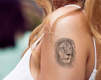 Lion and lioness temporary tattoo for men and women - pack of 3 small tattoos - lion and lioness tattoo - Animal Tattoo