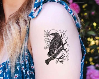 Large Raven Temporary Tattoo. Gothic Tattoo. Halloween Fancy - Etsy Large Raven Temporary Tattoo. Gothic Tattoo. Halloween Fancy - Etsy