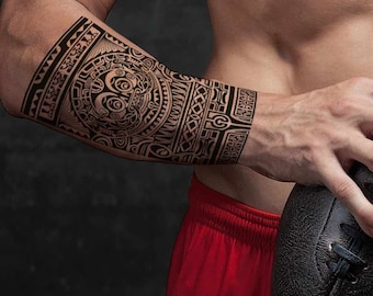 Tatouage éphémère Avant bras Maori #1 pour femme et homme, tatouage temporaire Avant bras Maori #1 exclusif dessiné à la main