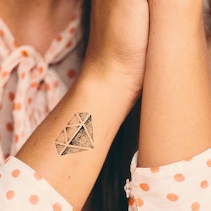 Small geometric diamond temporary tattoo for men and women / Diamond temp tat / Diamond fake tattoo / Geometric Tattoo