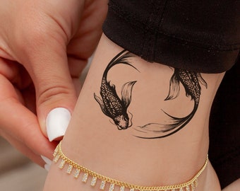 Koi Fish Temporary Tattoo for Women and Men / Small Black Koi - Etsy Koi Fish Temporary Tattoo for Women and Men / Small Black Koi - Etsy