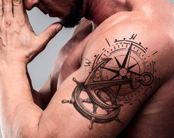 Anchor, compass and rudder temporary tattoo