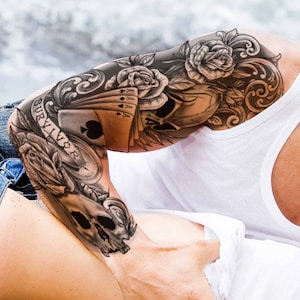 Tatouage éphémère manchette Sleeve Survivor, tatouage temporaire manchette Sleeve Survivor exclusif dessiné à la main