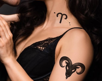 Aries zodiac sign temporary tattoo, Aries tattoo, Aries constellation tattoo, Astrology tattoos, Men tattoo, Women tattoo, Tattoo gifts