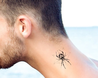 Spider temporary tattoo for women and men / Black spider temp tat / Spider fake tattoo / Spider Tattoo / Animal Tattoo