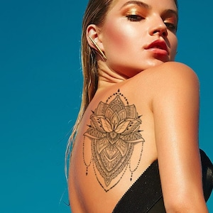Lotus flower temporary tattoo, lotus flower tattoo, Flower tattoo, Floral Tattoo, Temporary tattoo women, Fake flower tattoos, Tattoo gifts