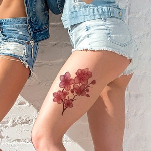 Cherry blossom temporary tattoo, Flower tattoo, Floral Tattoo, Large tattoo, Fake tattoo, Colored tattoo, Women tattoo, Tattoo gifts