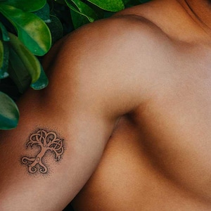 Tatuaje del árbol de la vida vikingo Yggdrasil, pequeño tatuaje temporal, para hombre y mujer.