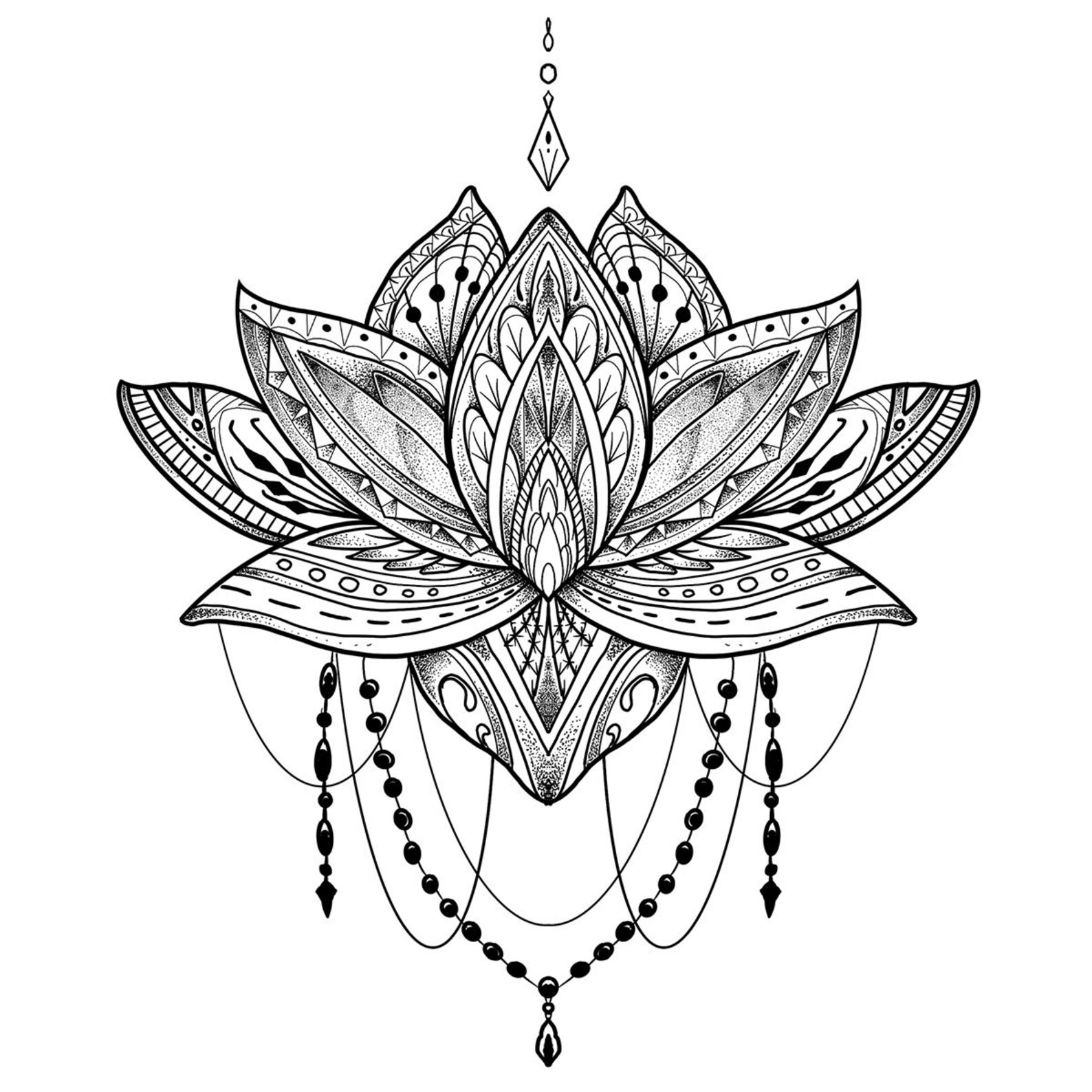 Floral Temporary Tattoo, Lotus Flower Tattoo, Yoga Gifts for Her, Large