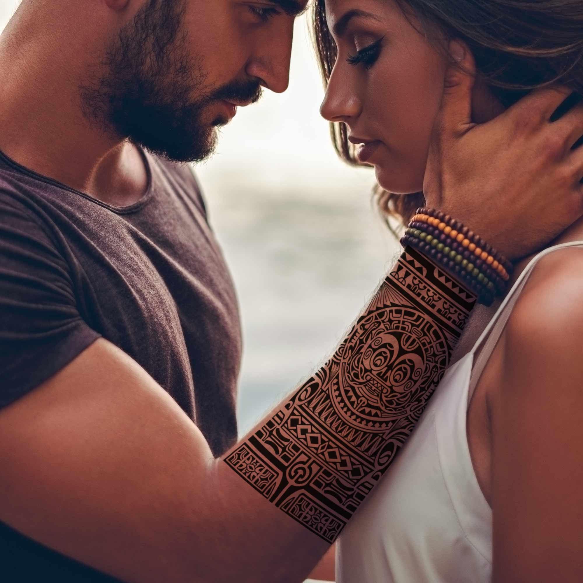 Tatouage Tahitien Bracelet Avant Bras Femme Tatouage éphémère Avant bras Maori 1 pour femme et homme - Etsy France