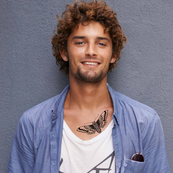 Tatouage éphémère PAPILLON Temporalis – Encre Végétale, Waterproof, Dure 1 à 2 Semaines – Cosmétique Certifié UE