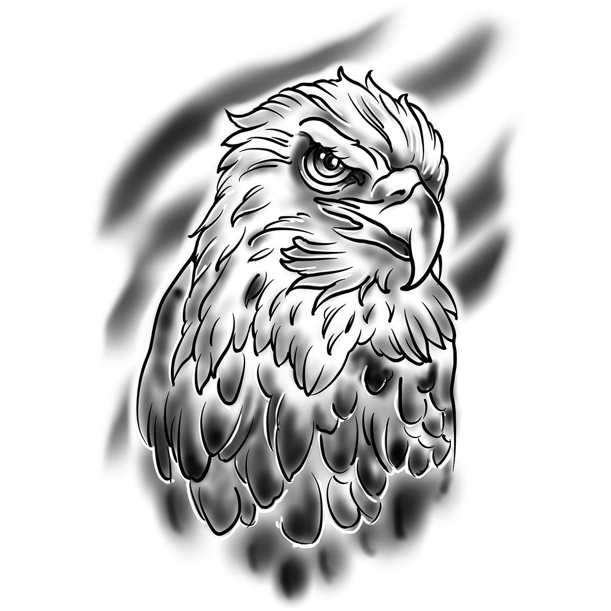Eagle Temporary Tattoo for Men and Women / Large Black Eagle Temp Tat
