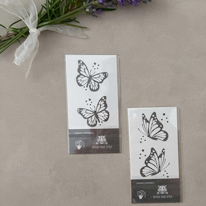 2 Butterly Semi Permanent Tattoos, Small Temporary Tattoo, Lasts 1 to 2 weeks, Jagua natural Ink, Waterproof, for Men and Women