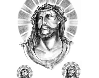 Ephemeral Jesus Tattoo for Women and Men Exclusive Hand-drawn - Etsy Hong Kong Ephemeral Jesus Tattoo for Women and Men Exclusive Hand-drawn - Etsy Hong Kong