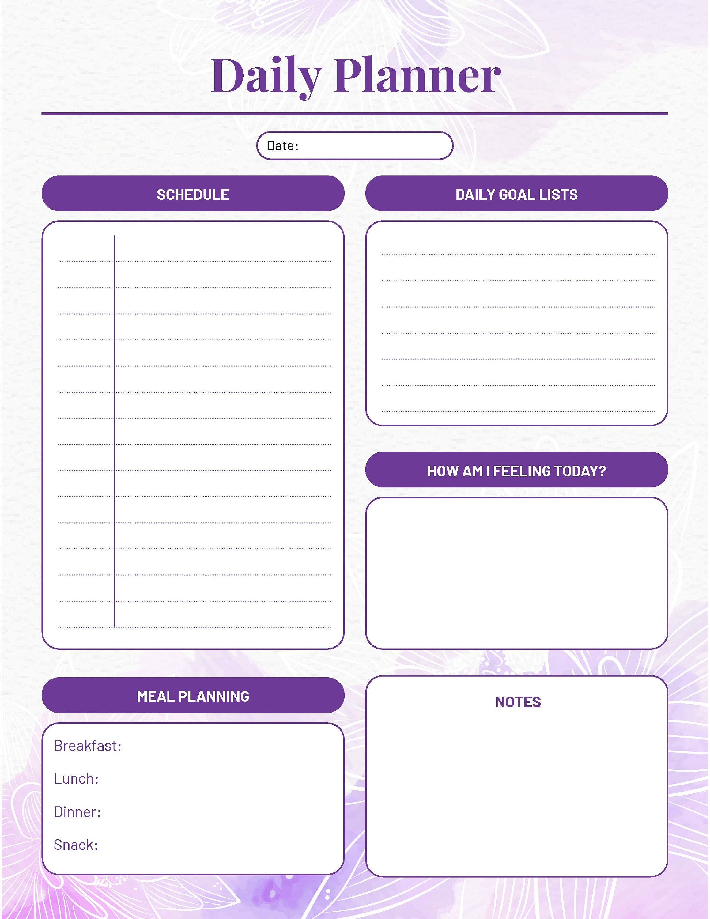 Infinite Lotus Daily Planner Inserts