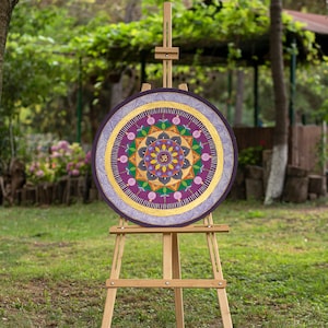 Om Mandala Wall Art Canvas Painting, Mandala Wall Art, Geometric Mandala, Om Symbol Meditation Canvas Wall Art, Mandala Acrylic on Wood