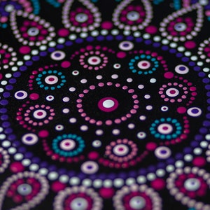 Dot Mandala Canvas Painting, Coaster Mandala, Original Art Hand Painted Dot Art Mandala, Colori vivaci Mandala, Arte murale dipinta a mano