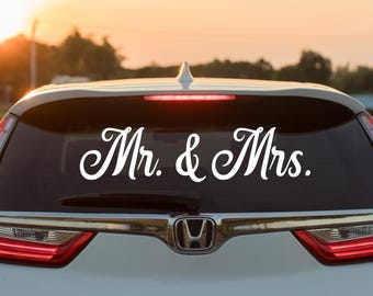 Mr. & Mrs. Just Married Car Decal: Wedding Getaway Decoration