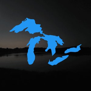 State of Michigan, Great Lakes Decal, 30 Colors Available.