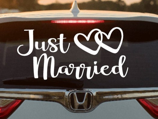 Just Married Film Silver Sticker Car Rear Decoration Wedding Banner KX056