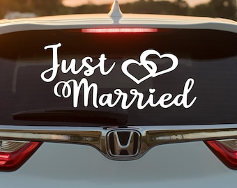 Just Married Car Decal: Wedding Vehicle Window Decoration (24x12 inch)