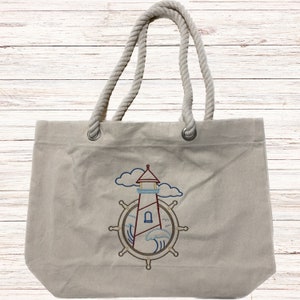 Custom Embroidered Cotton Canvas Beach Tote Bag