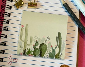 Pastel Cactus Sticky Notes | Aesthetic Cute Stationery