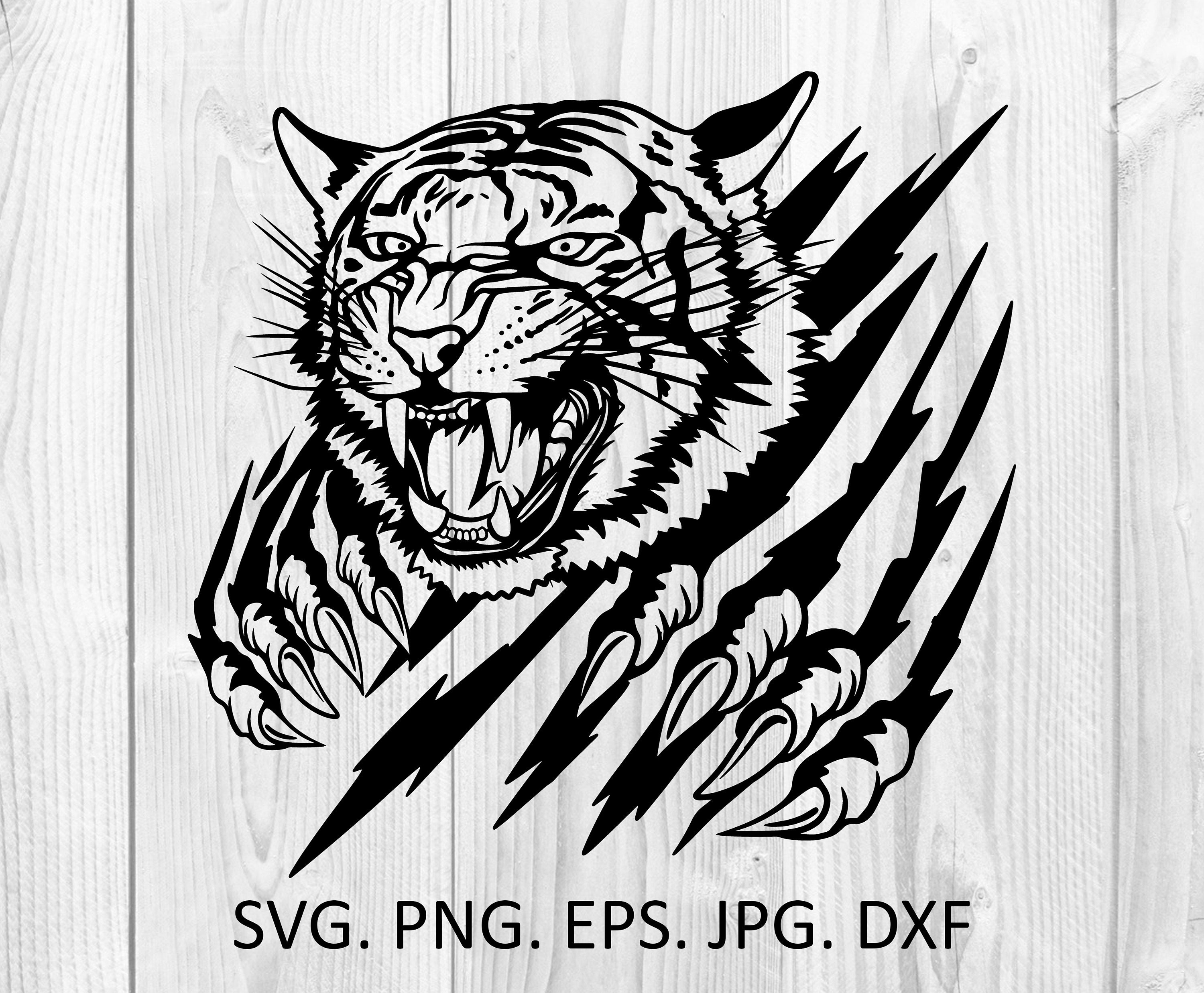 Tiger svg, Tiger cut file. Eyes Tiger svg.Angry tiger head with claws.Tiger  T-shirt design.Vinyl Decal Plotter Svg,Eps,Png,Dxf.Tiger Cricut