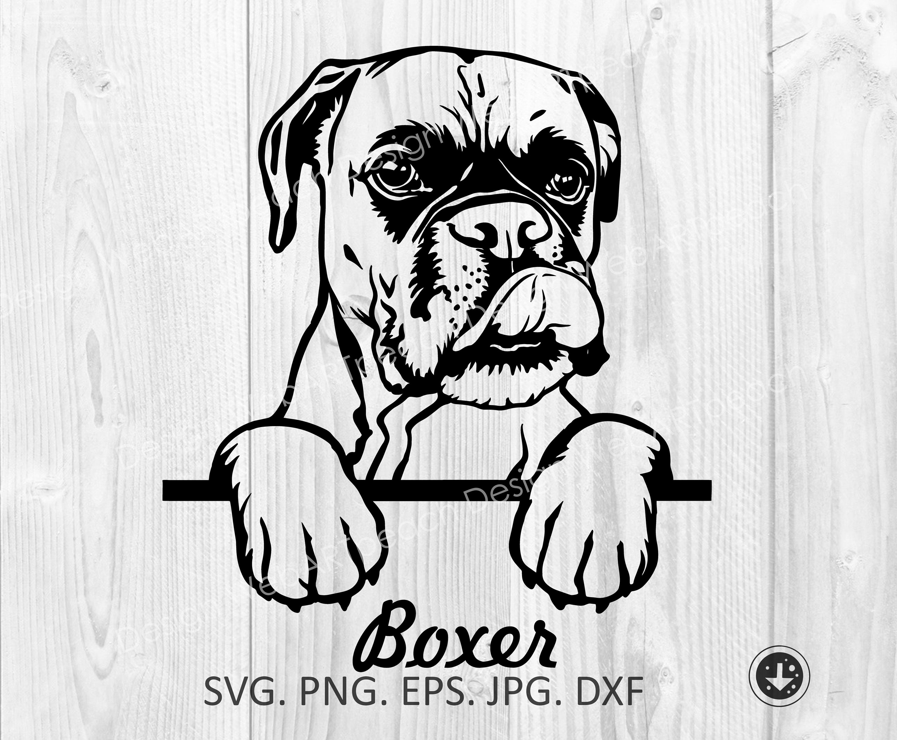 Boxer dog clipart black and white
