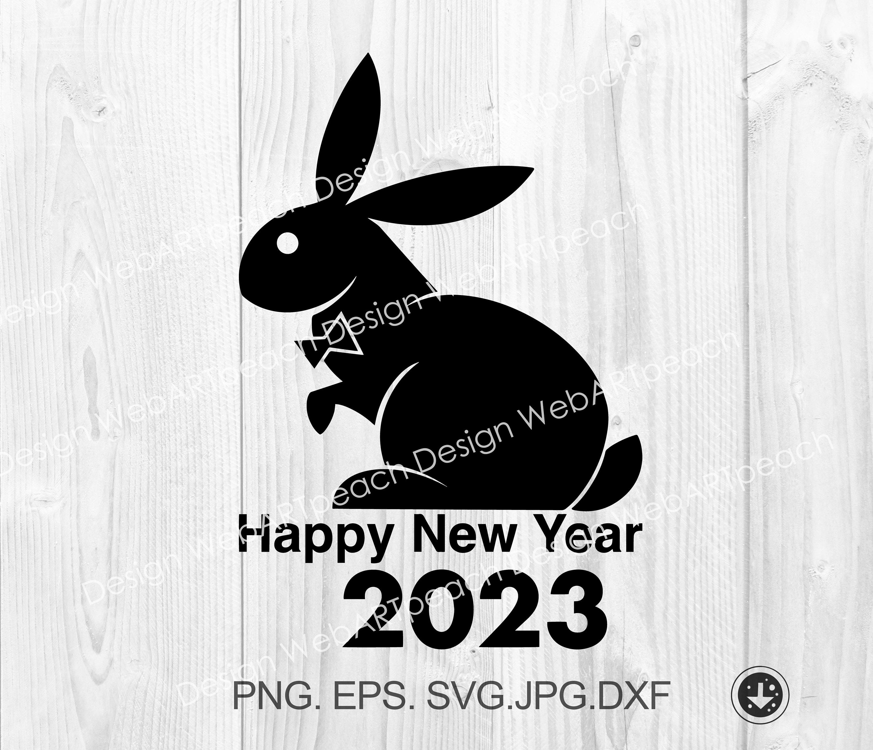 K Rabbit Year Svg Happy New Year 2023 Rabbit Logo SVG Bunny T Etsy
