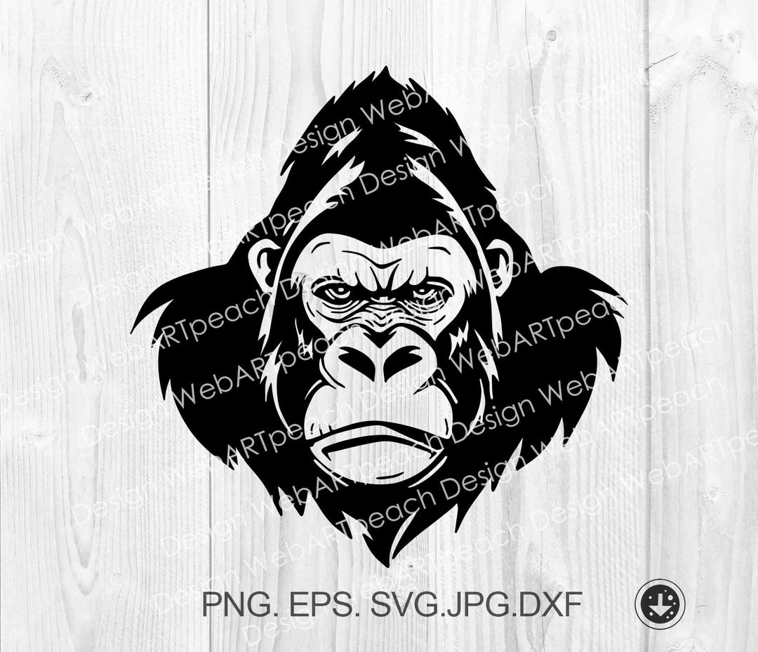 Gorilla Face Svg, Gorilla Png, Gorilla Vector, Gorilla Clipart, Gorilla ...