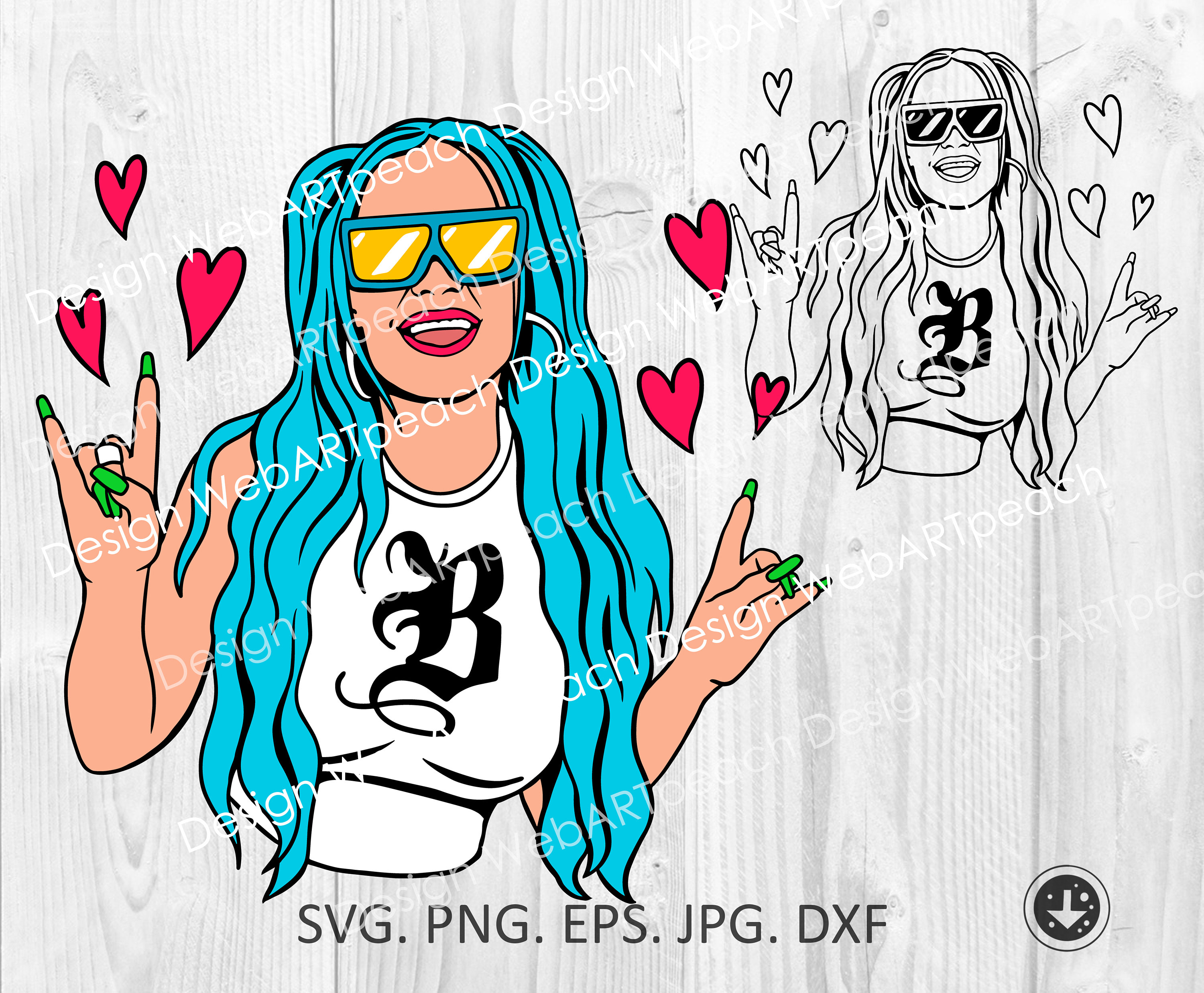 Karol G SVG La Bichota Karol G Sunglasses Blue Hair PNG - Etsy