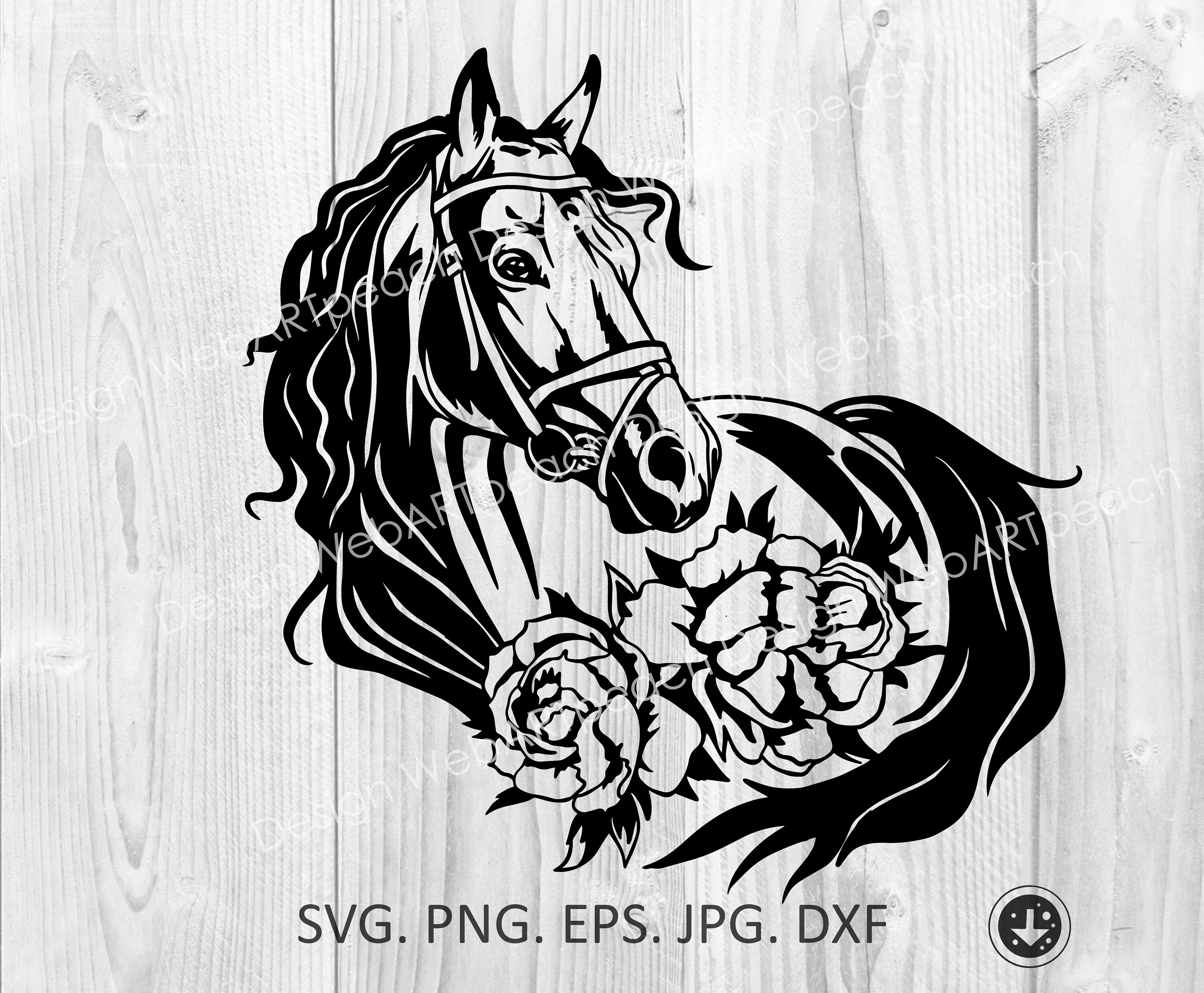 Flower Horse Svg Png Dxf Epsanimal Face Cute Horse Girl Face Etsy