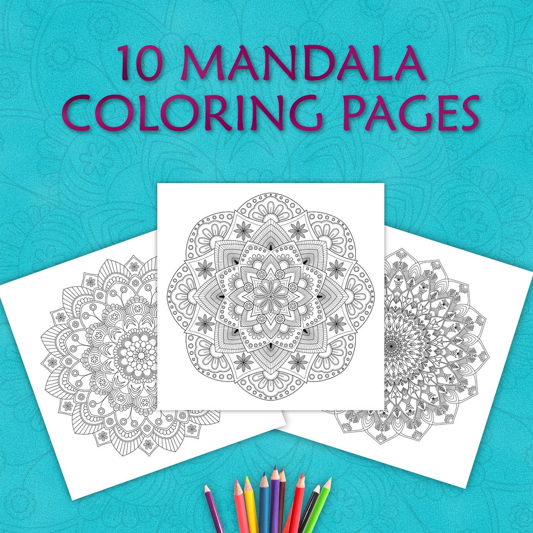 10 Printable Mandalas Coloring Pages for Adults - Etsy