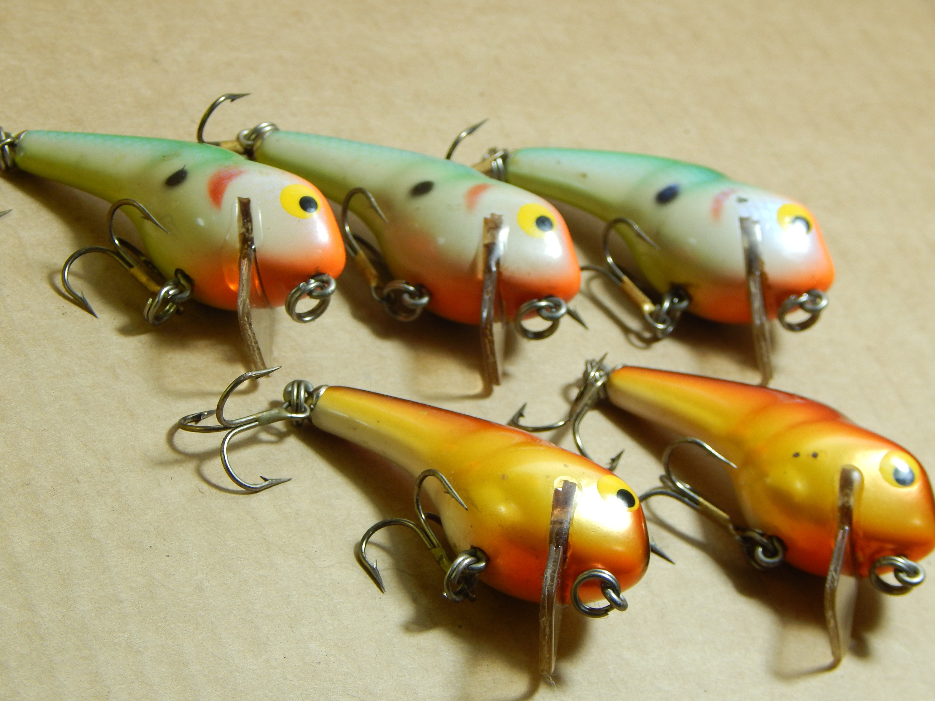 Five Vintage Bagley ET3 Square Bill Crankbaits-unfished Old Stock 