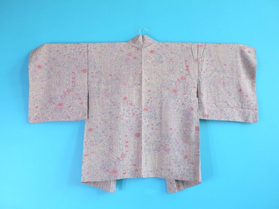 Japanese vintage silk Haori, Short kimono, Coat, … - image 5