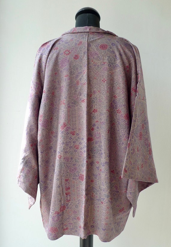 Japanese vintage silk Haori, Short kimono, Coat, … - image 3
