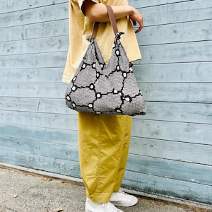 Unique Japanese Style Kimono Bag - Stylish Leather-Handled Furoshiki Gift, Gift for her, Bag With Leather Handle, Japanese Shibori Pattern