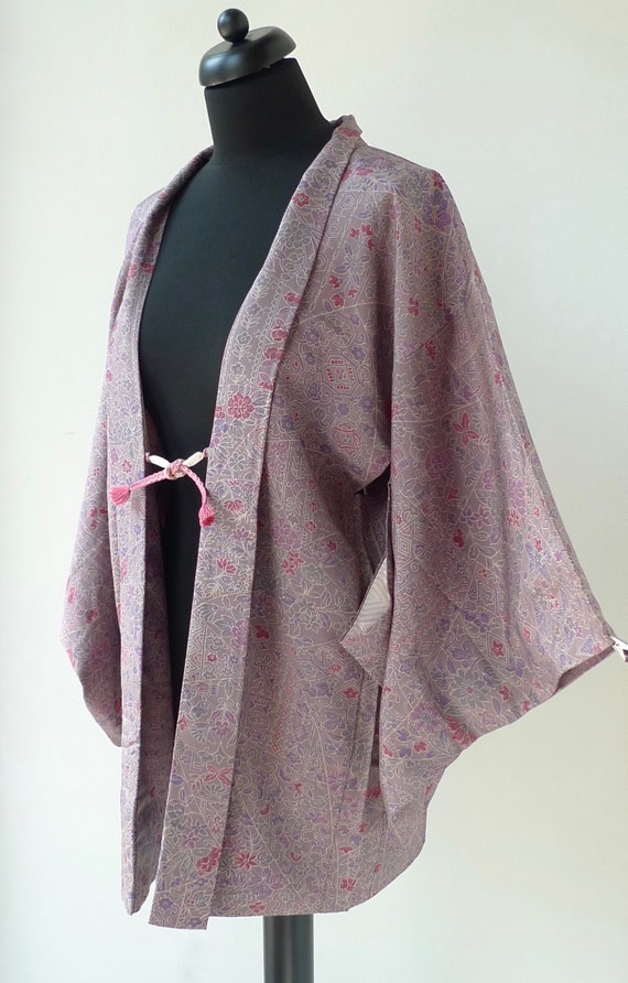 Japanese vintage silk Haori, Short kimono, Coat, … - image 1