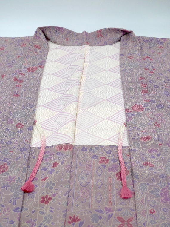 Japanese vintage silk Haori, Short kimono, Coat, … - image 8