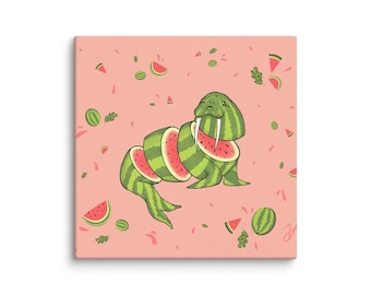 Watermelon Walrus Canvas Print