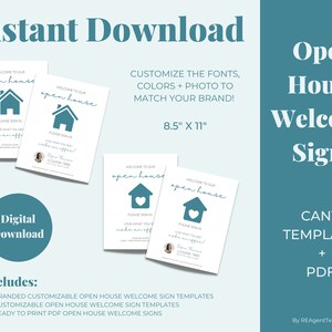 Panneaux de bienvenue portes ouvertes | Commercialisation immobilière | Modèles Canva | PDF | Modèle modifiable | Immobilier imprimable | Modèles d'agent immobilier