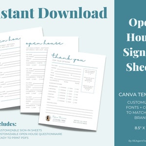 Open House Sign-In Sheets & Property Feedback Questionnaire | Real Estate Marketing | Real Estate Templates | Canva | PDF | Instant Download