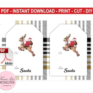 Étiquettes cadeaux Père Noël - Étiquettes cadeaux de Noël - PDF imprimable - Téléchargement instantané - Plaids de Noël - 8 modèles