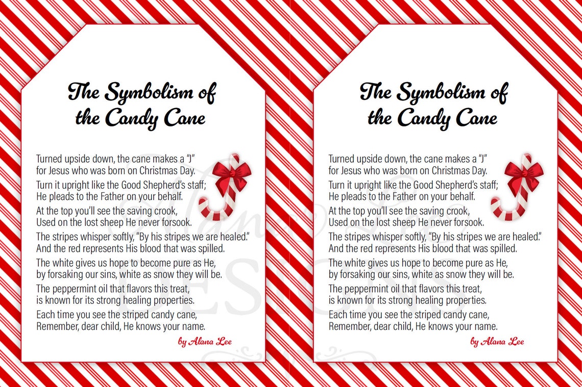 Symbolism of the Candy Cane Poem ~ Gift Tags & Bookmarks ~ Christmas ...