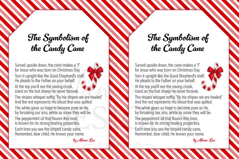 Symbolism of the Candy Cane Poem ~ Gift Tags &amp; Bookmarks ~ Christmas ...