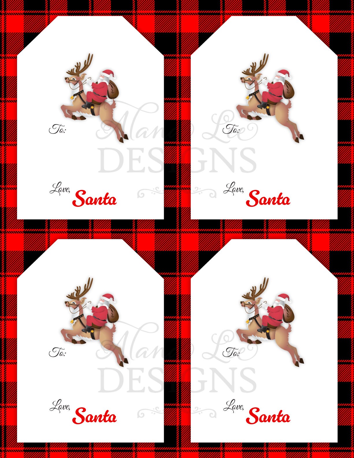 Santa Gift Tags Christmas Present Labels PDF Printable Instant Download ...